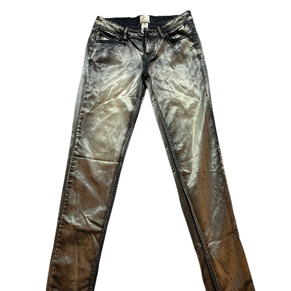 Arden B Metallic Skinny Jeans Gold Silver Shimmer Y2K Party Size 8